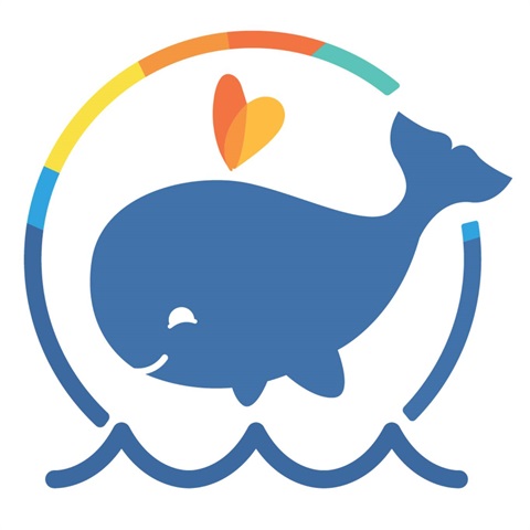 Whale Respite Center logo featuring a cartoon whale